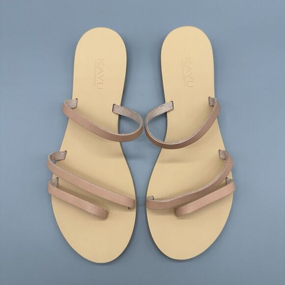 J Crew Kayu Olympia Sandals Natural Beige Sleepers Womens US 9 - Picture 2 of 4